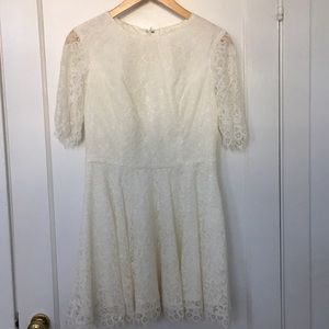 White lace fit and flare mini dress